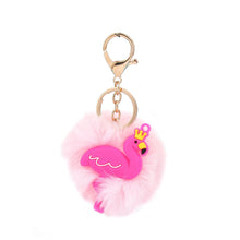 Load image into Gallery viewer, Plush Keychain &amp; Keyring Flamingo