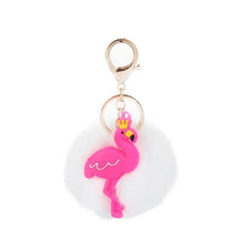 Load image into Gallery viewer, Plush Keychain &amp; Keyring Flamingo